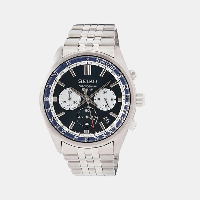 Dress Men Quartz Blue Dial Chronograph Stainless Steel Watch SSB427P1