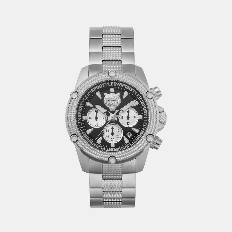 Hurricane Men Black Chronograph Stainless Steel Watch PSDBA0823
