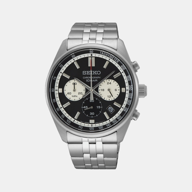 Men Quartz Black Dial Chronograph Stainless steel Watch SSB429P1