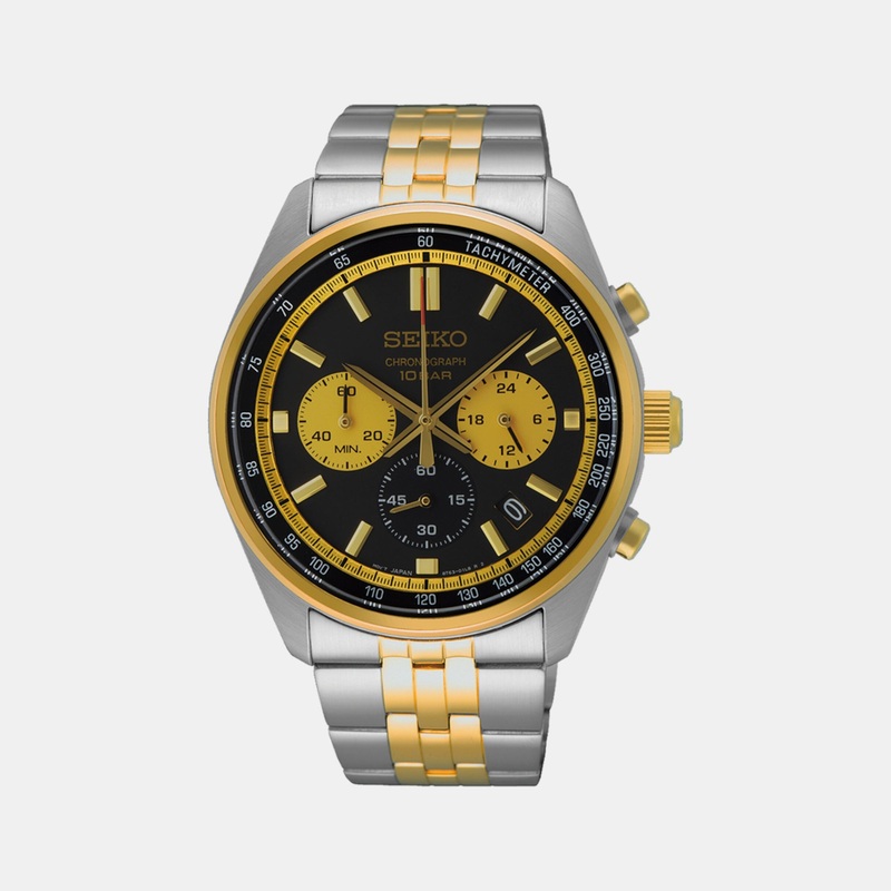 Men Quartz Black Dial Chronograph Stainless steel Watch SSB430P1
