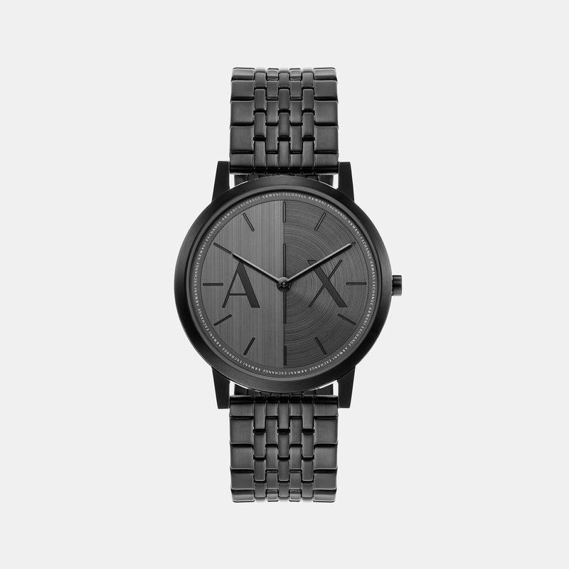 Men's Black Analog Stainless Steel Watch AX2872