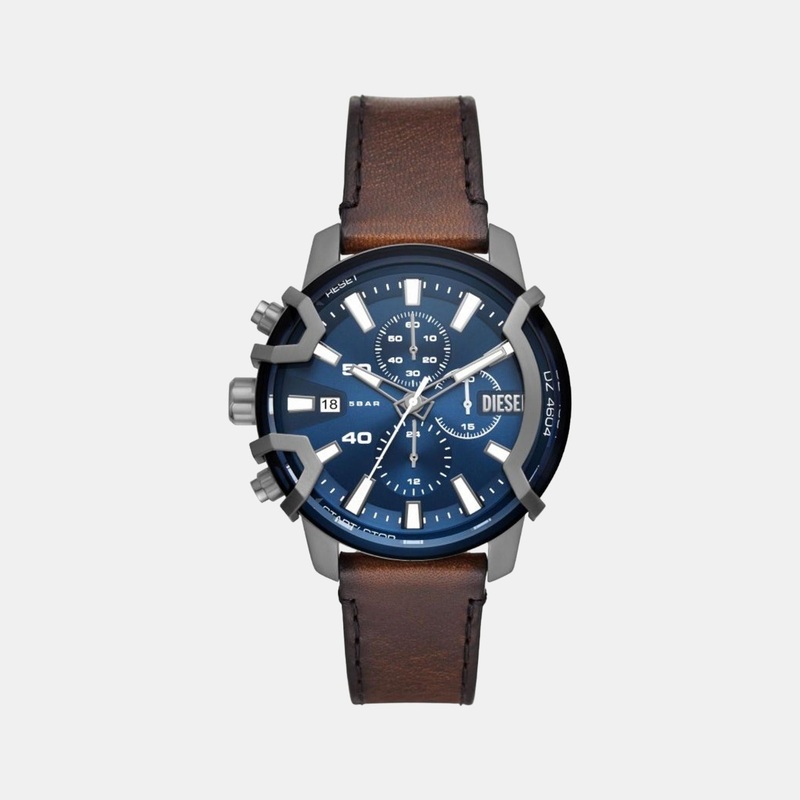 Men's Blue Chronograph Leather Watch DZ4604