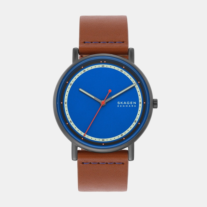Men's Grey Analog Leather Watch SKW6899