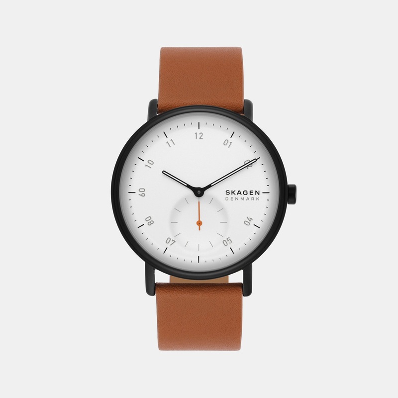 Men's Kuppel Two-Hand Sub-Second White Leather Watch SKW6889