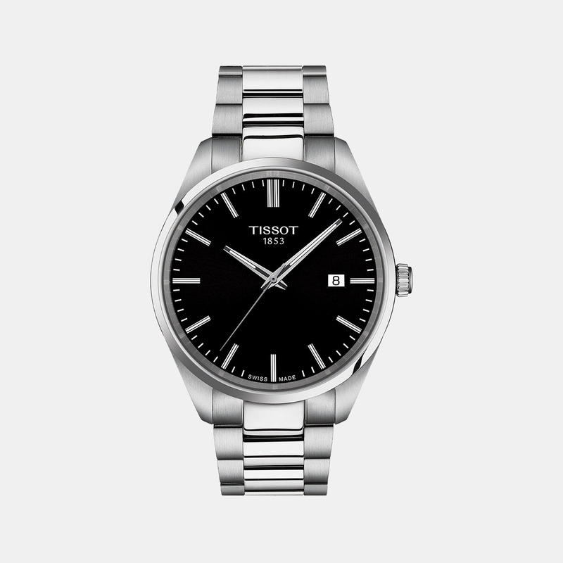 PR 100 Men Black Analog Stainless Steel Watch T1504101105100