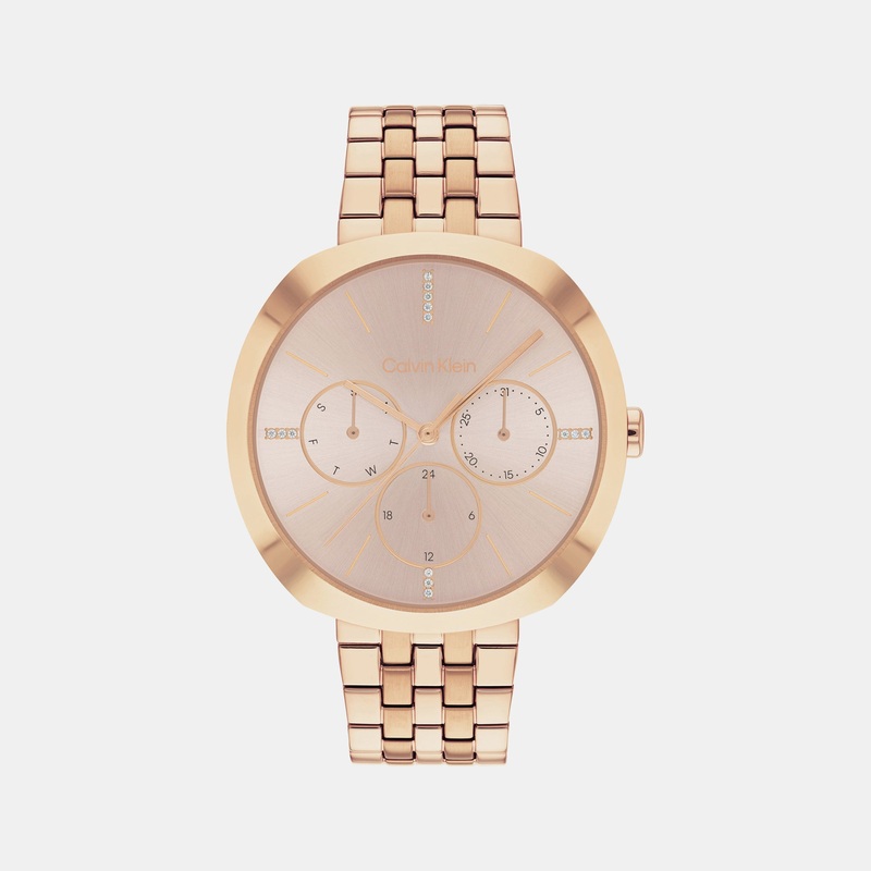 Shape Women Gold Dial Multi-Function Stainless Steel Watch 25200419