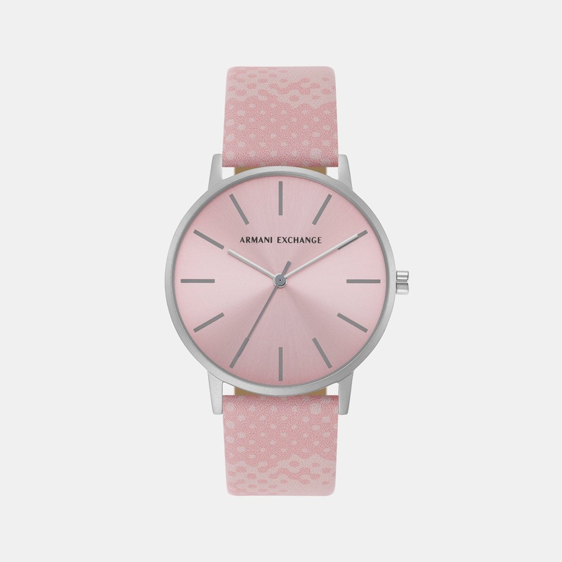Women's Three-Hand Pink Leather Watch AX5590