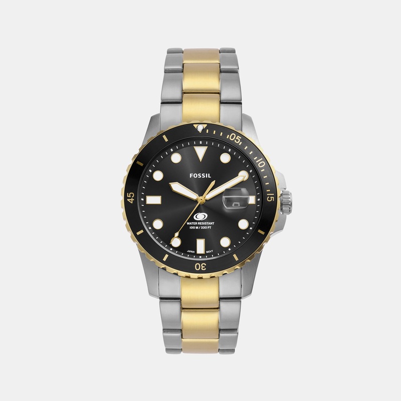 Blue Dive Men Quartz Black Dial Analog Stainless Steel Watch FS6031