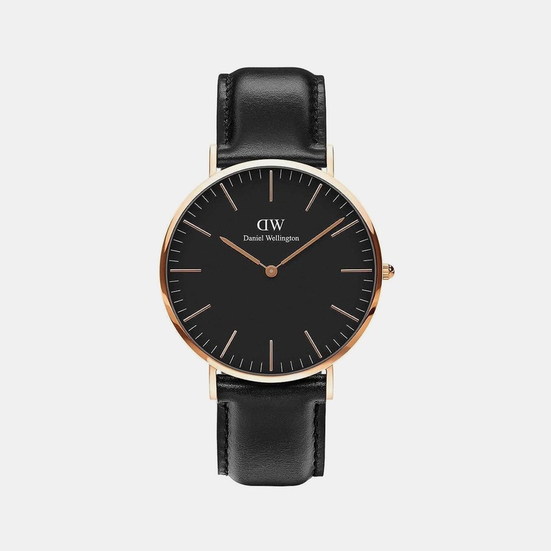 Classic Men's Black Analog Leather Watch DW00100127