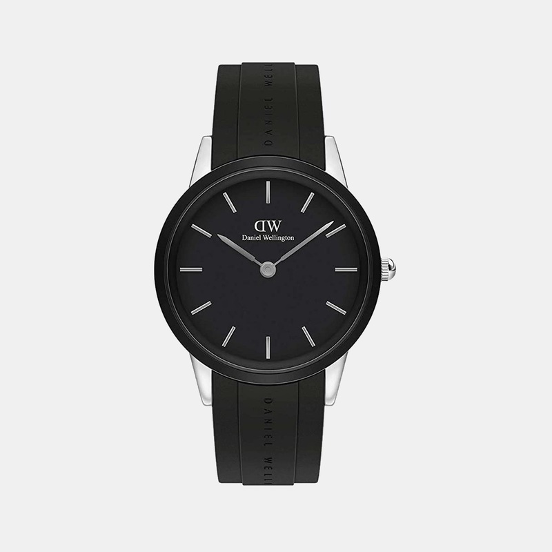 Iconic Men's Black Analog Rubber Watch DW00100436