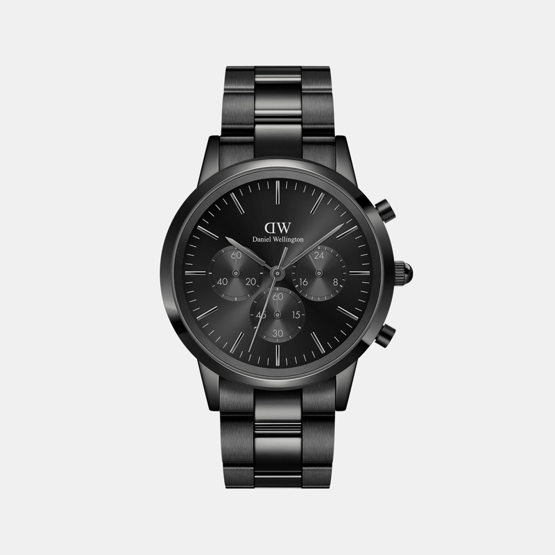 Iconic Men's Black Chronograph Stainless Steel Watch DW00100642K