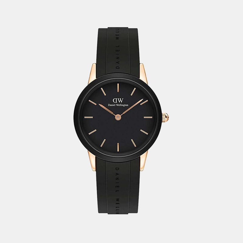 Iconic Women's Black Analog Rubber Watch DW00100426