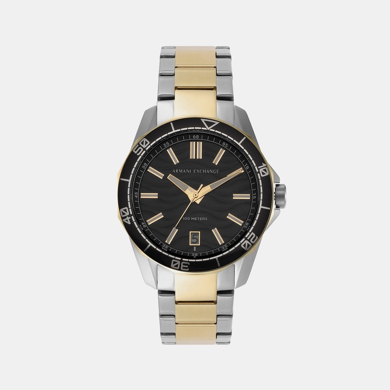 Men Black Analog Stainless Steel Watch AX1956