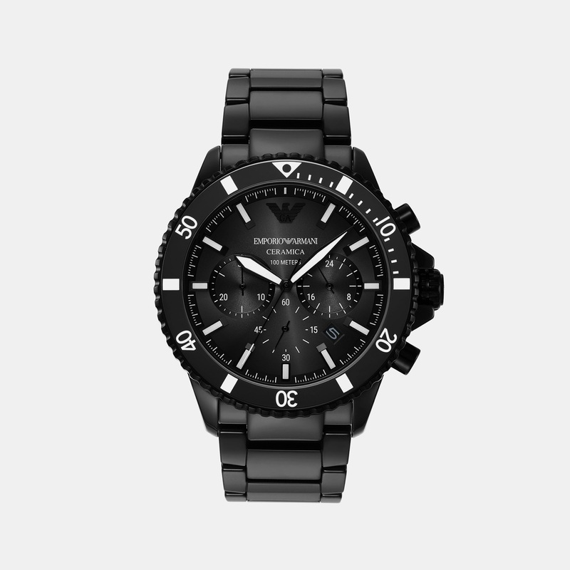Men's Black Chronograph Stainless Steel Watch AR70010