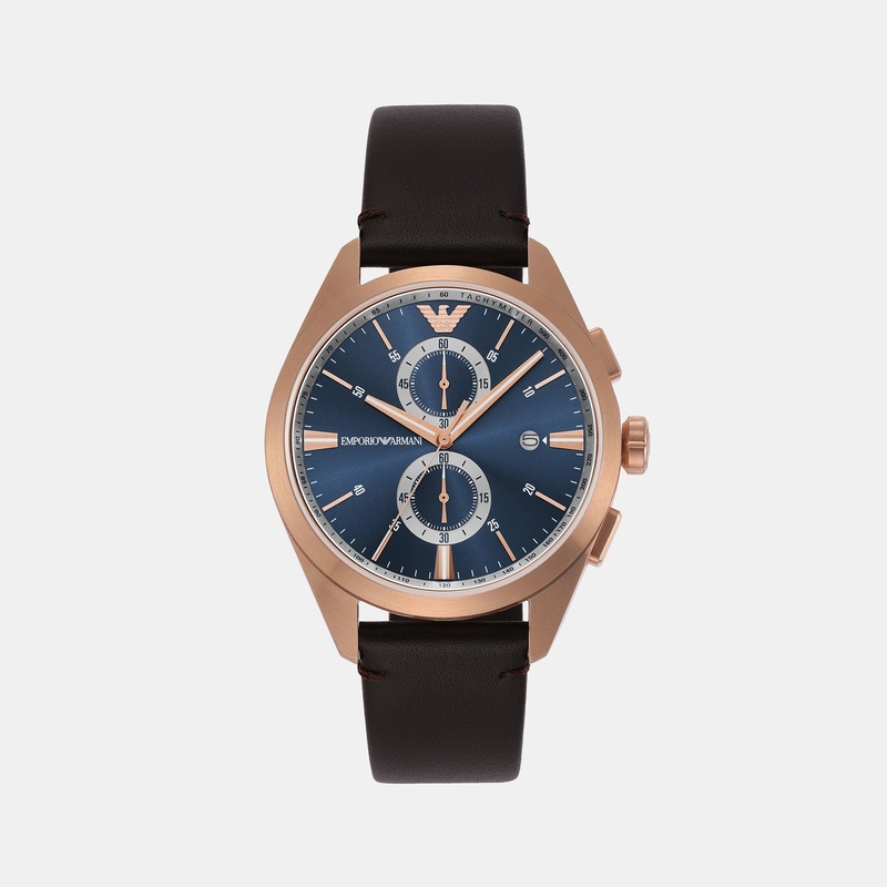 Men's Blue Dial Chronograph Leather Watch AR11554
