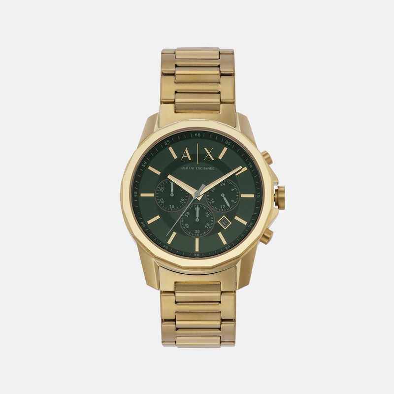 Men's Green Dial Chronograph Stainless Steel Watch AX1746