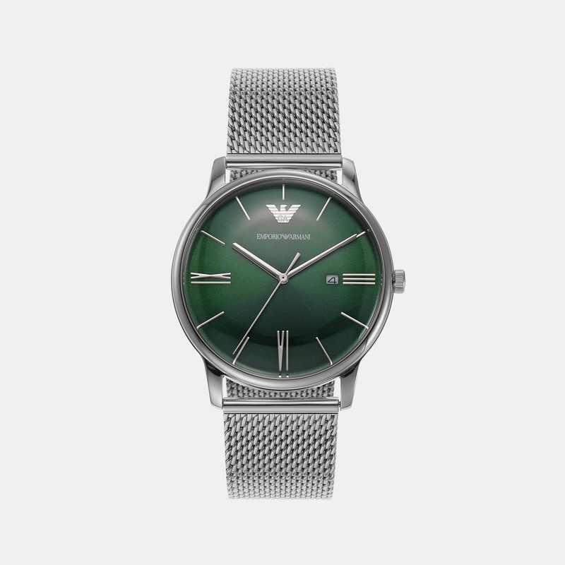 Minimalist Men's Green Dial Analog Stainless Steel Watch AR11578
