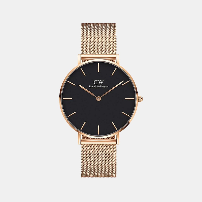 Petite Unisex Black Analog Stainless Steel Watch DW00100303