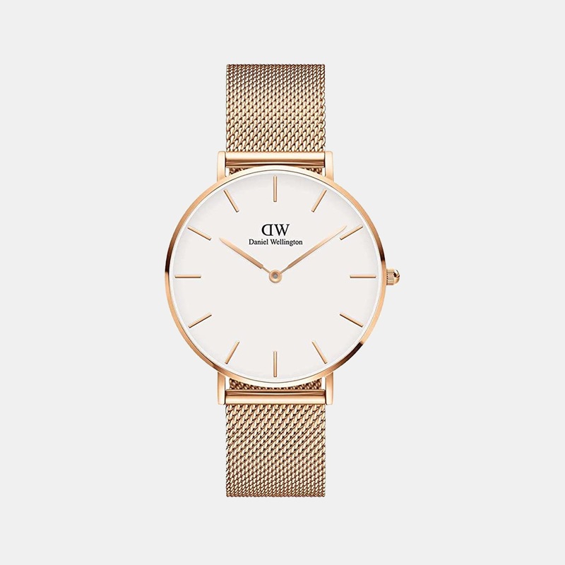 Petite Unisex White Analog Stainless Steel Watch DW00100305