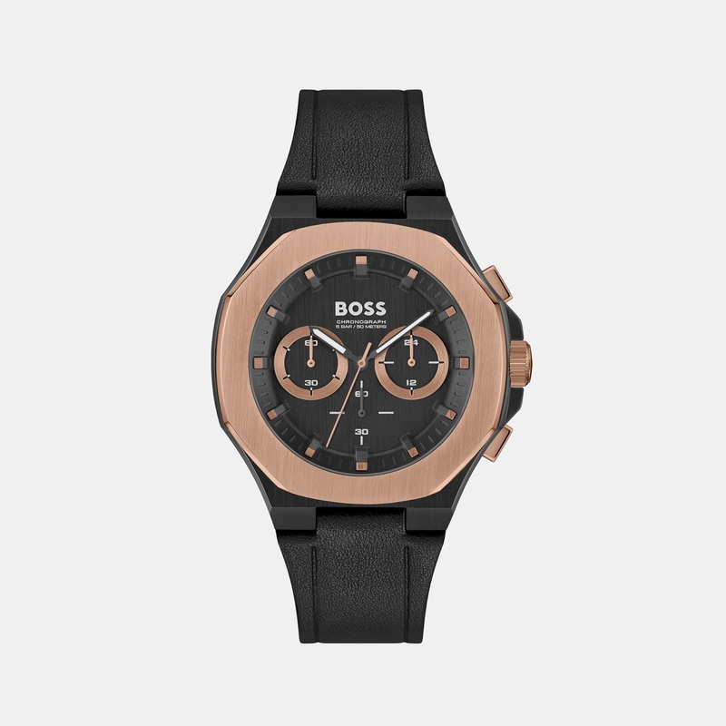 Taper Men's Black Chronograph Leather Watch 1514089