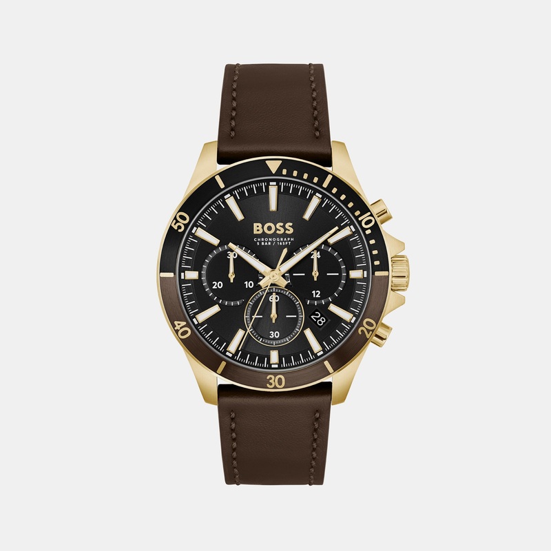 Troper Men's Black Dial Chronograph Leather Watch 1514100