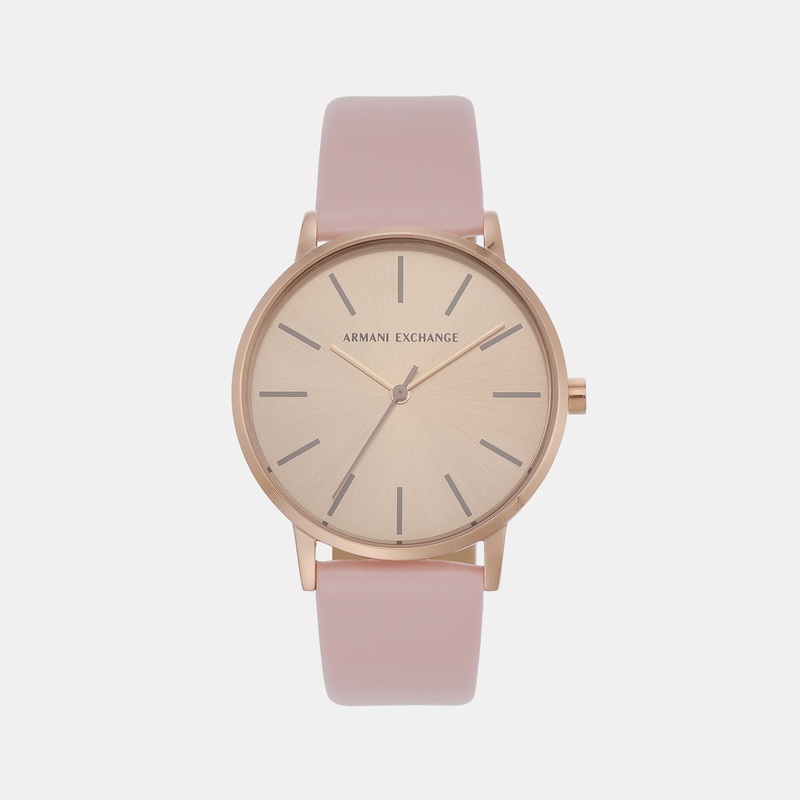 Women's Rose Gold Analog Leather Watch AX7150SET