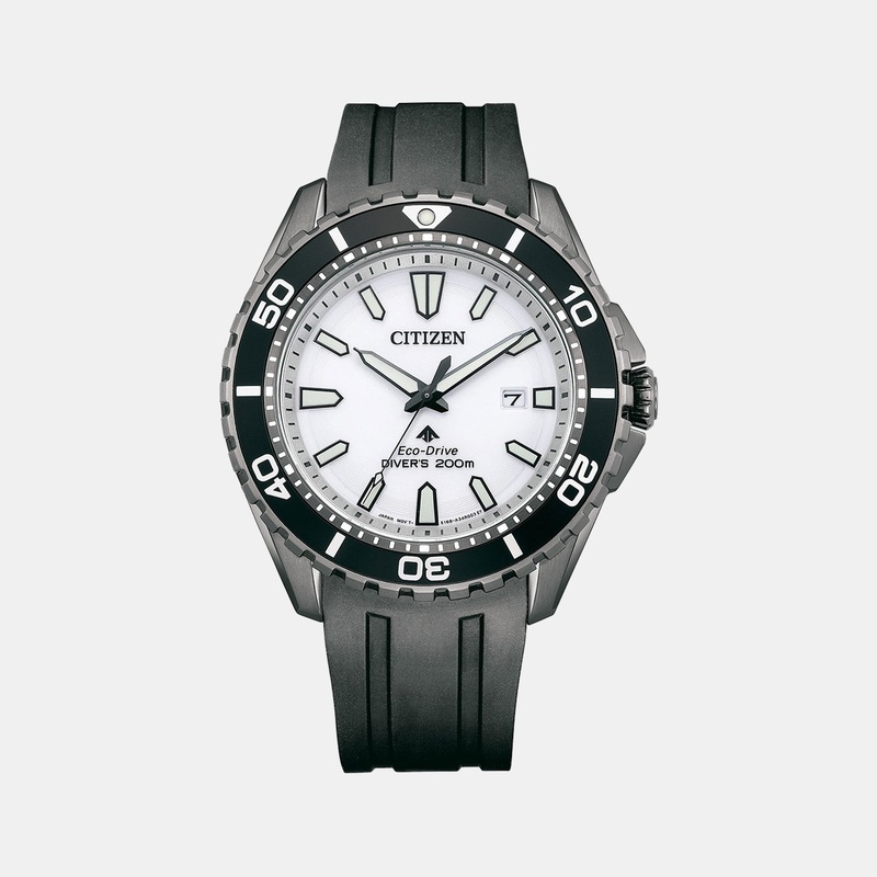 Eco-Drive Men White Dial Analog Silicon Watch BN0197-08A