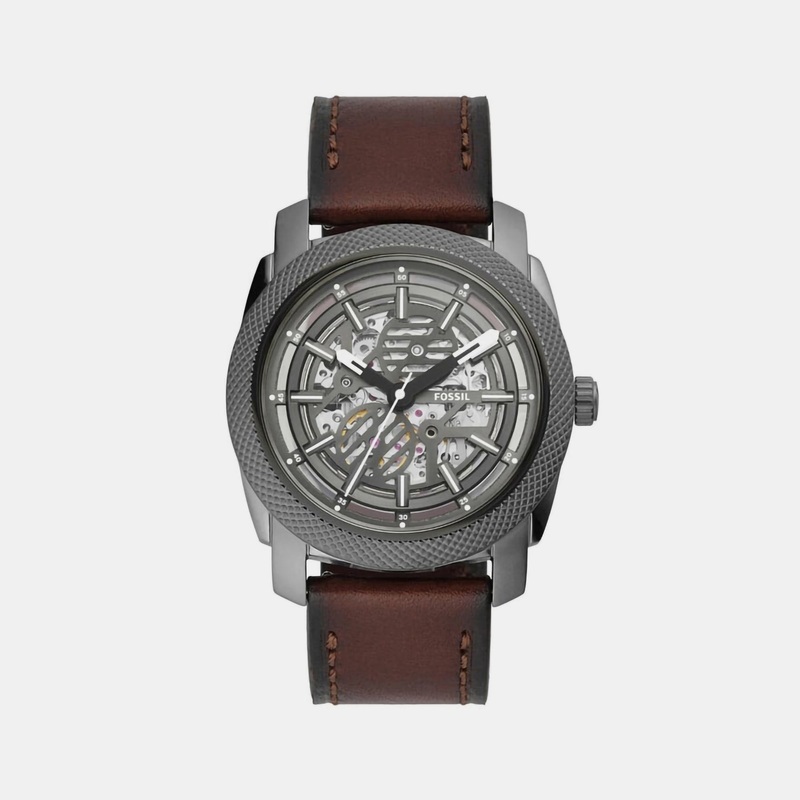 Machine Men Automatic Grey Dial Analog Leather Watch ME3254