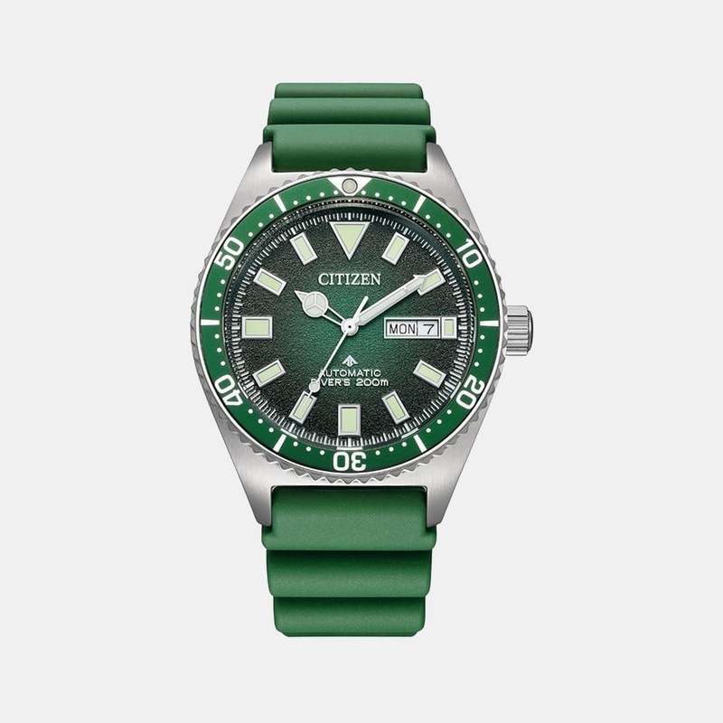 Men Automatic Green Dial Analog Stainless Steel Watch NY0121-09X