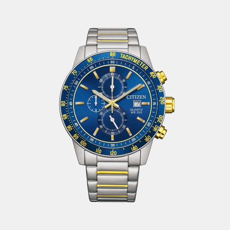 Men Quartz Blue Dial Chronograph Stainless Steel Watch AN3684-59L