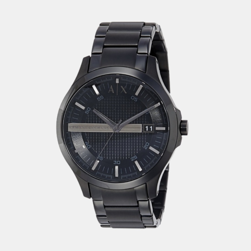 Men's Black Analog Stainless Steel Watch AX2104I