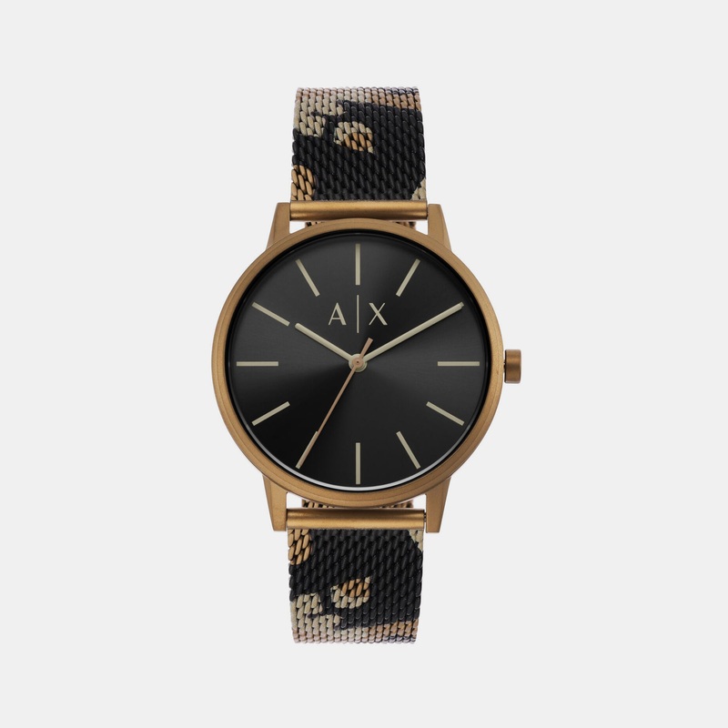 Men's Black Analog Stainless Steel Watch AX2754