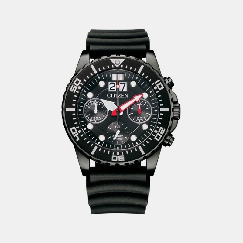 Men's Black Chronograph Leather Watch AI7005-12E