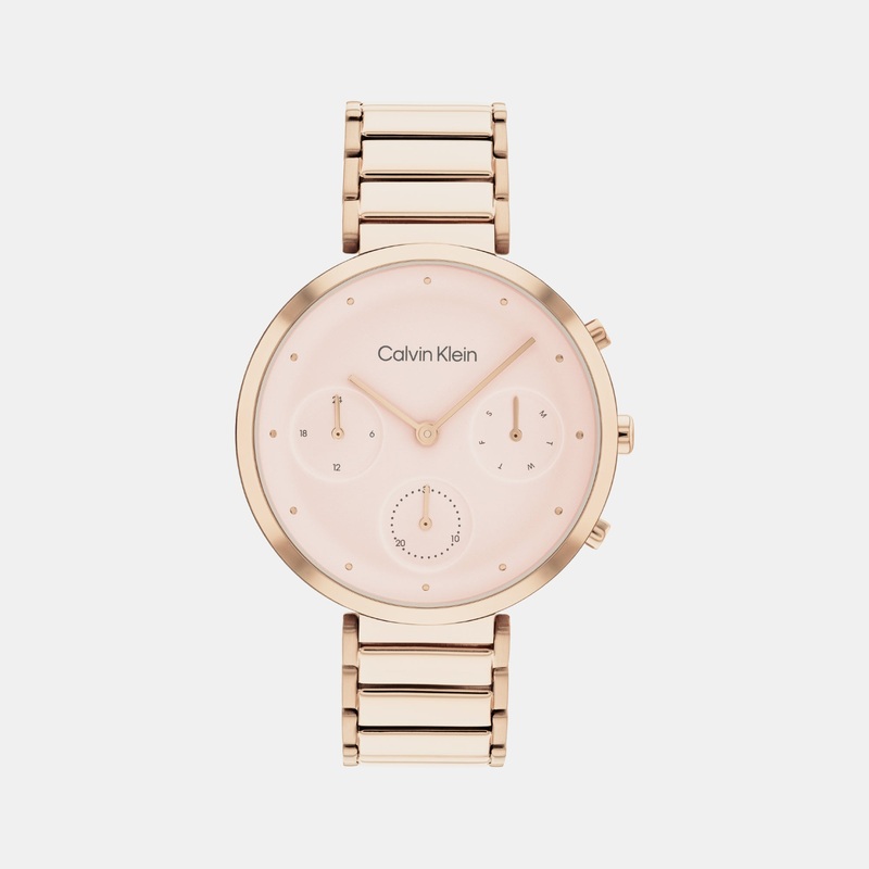 Minimalistic T-Bar Women's Blush Chronograph Stainless Steel Watch 25200283