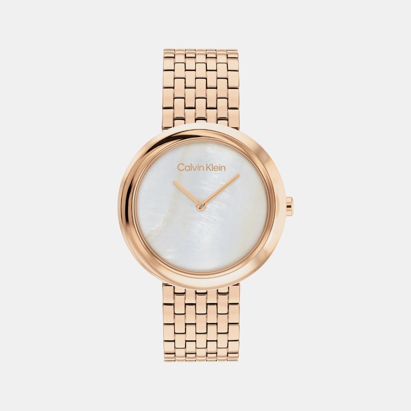 Twisted Bezel Women's Mother Of Pearl Analog Stainless Steel Watch 25200322