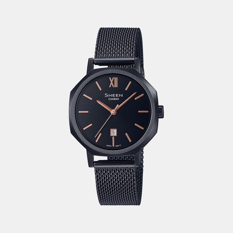 Women's Black Analog Mesh Watch SH288