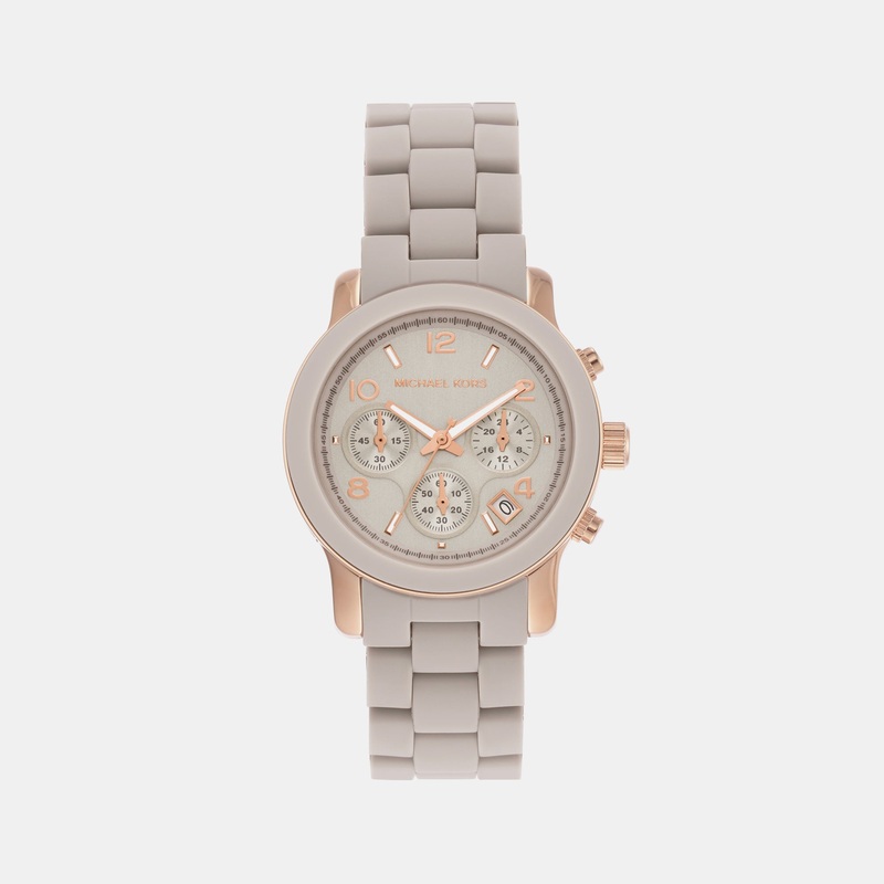 Women's Runway Chronograph Grey Stainless Steel and Wheat Silicone Watch MK7386