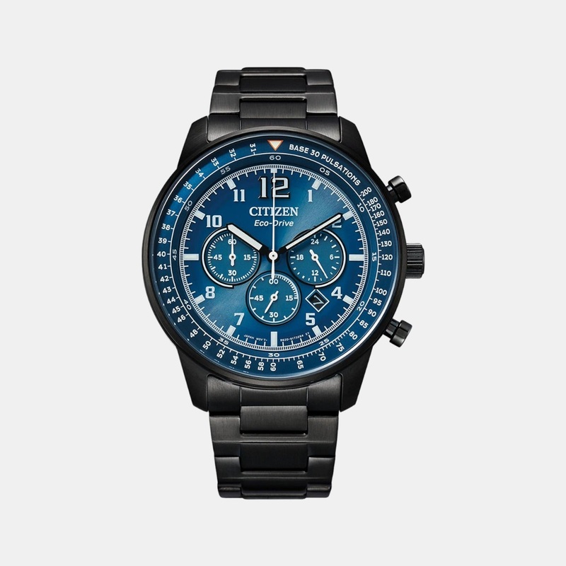 Eco-Drive Men Blue Dial Chronograph Stainless Steel Watch CA4505-80L