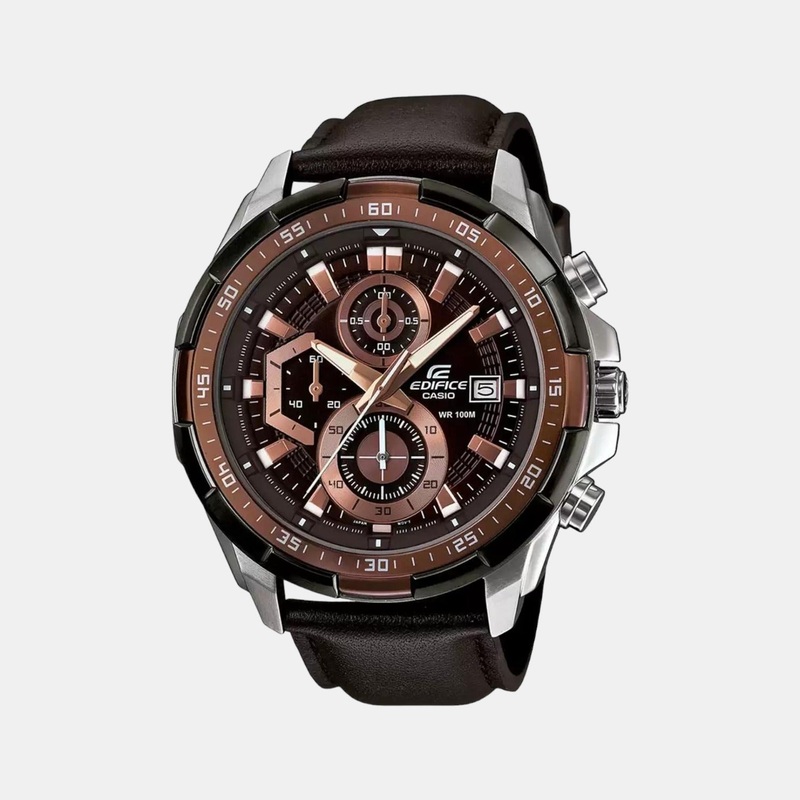 Edifice Men's Brown Chronograph Leather Watch EX194 - EFR-539L-5AVUDF