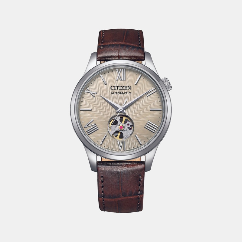 Men Automatic White Dial Analog Leather Watch NH9130-17A