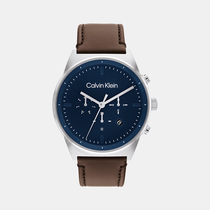 Men Blue Chronograph Leather Watch 25200300