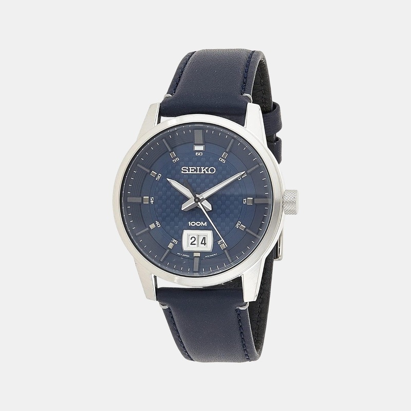 Men Quartz Blue Dial Analog Leather Watch SUR287P1