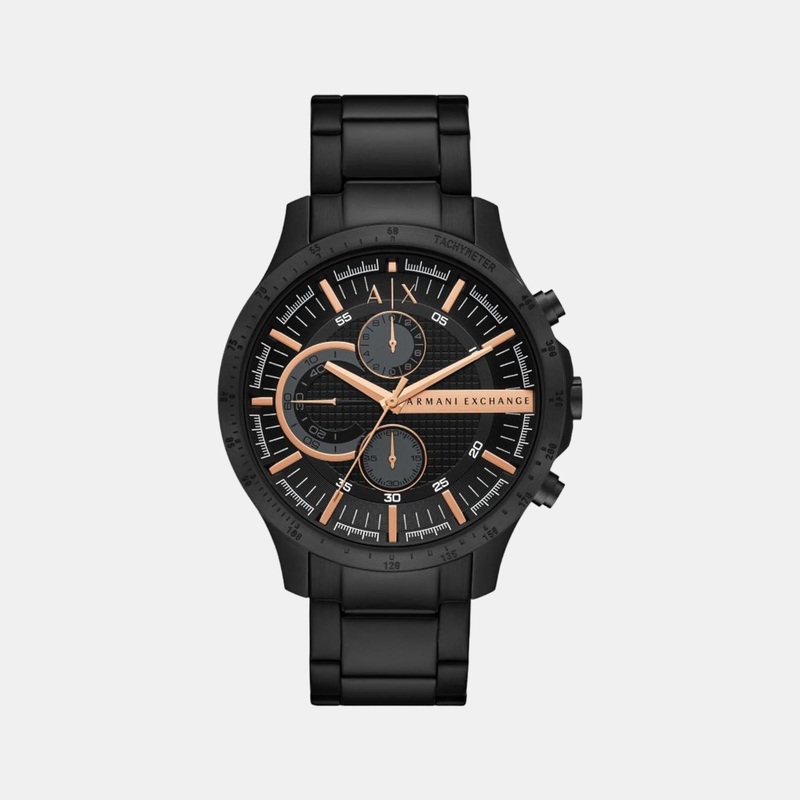 Men's Black Stainless Steel Chronograph Watch AX2429