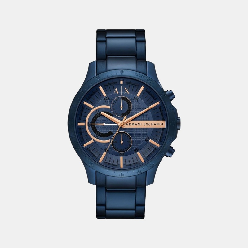 Men's Blue Quartz Stainless Steel Chronograph Watch AX2430