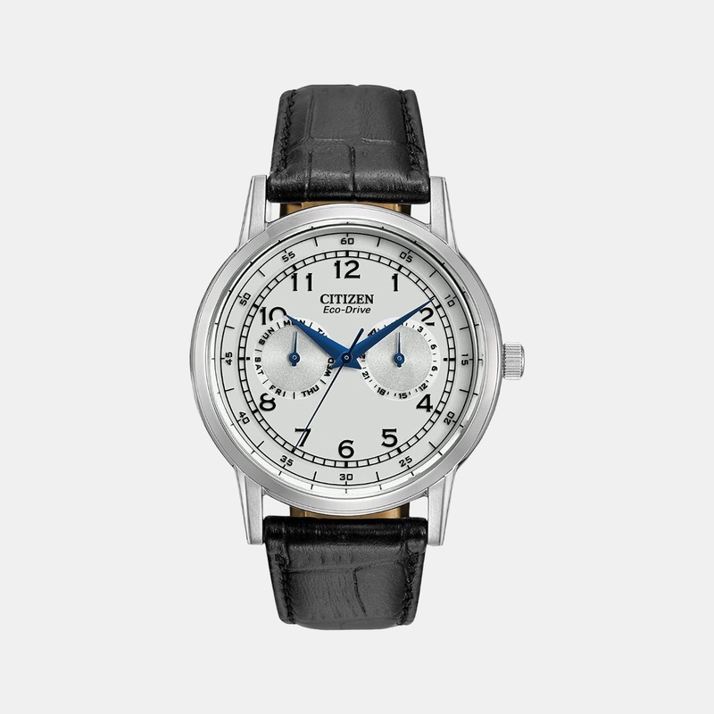 Eco-Drive Men White Dial Analog Leather Watch AO9000-06B