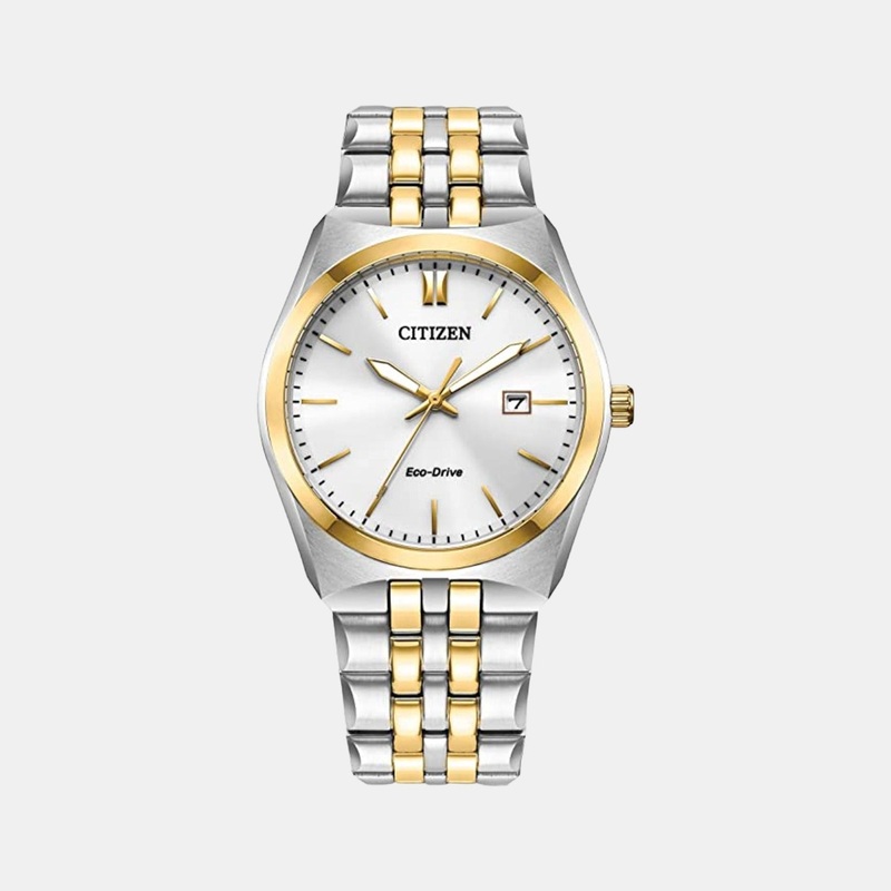 Eco-Drive Men White Dial Analog Stainless Steel Watch BM7334-58B