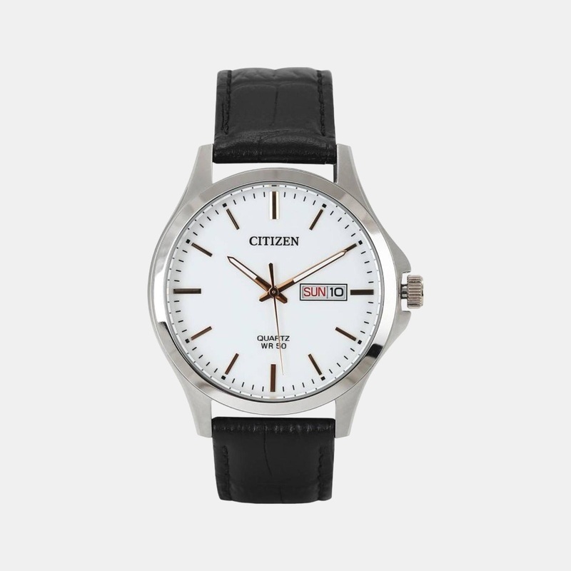 Men Quartz White Dial Analog Leather Watch BF2009-11A