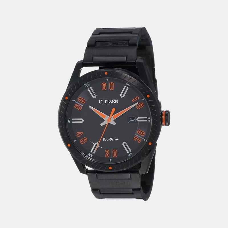 Men's Black Analog Stainless Steel Eco-Drive Watch BM6998-88E