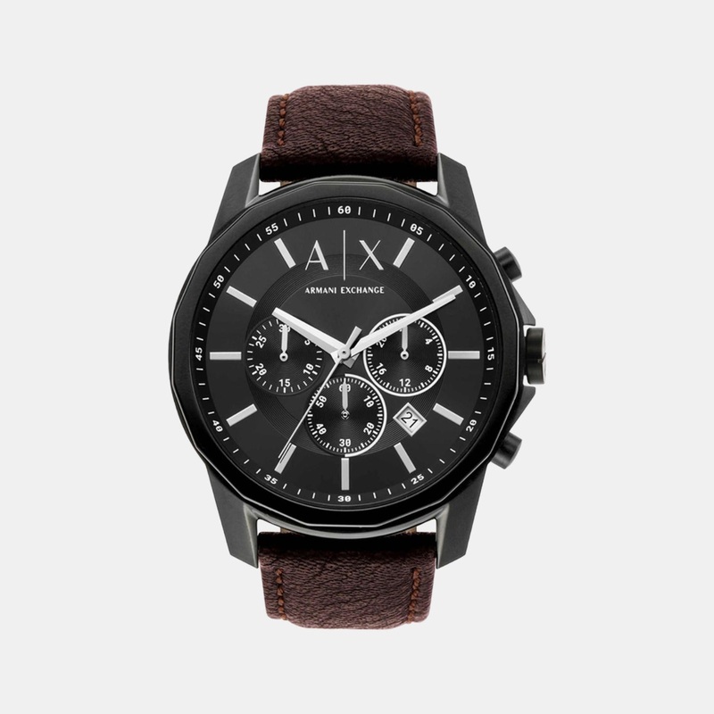 Men's Black Chronograph Leather Watch AX1732
