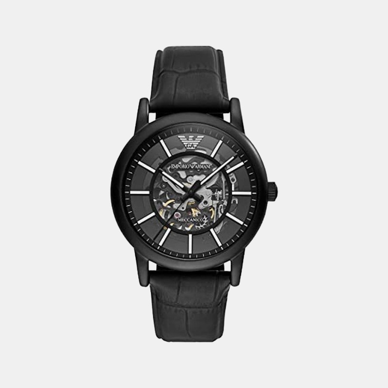 Men's Black Leather Automatic Chronograph Watch AR60008